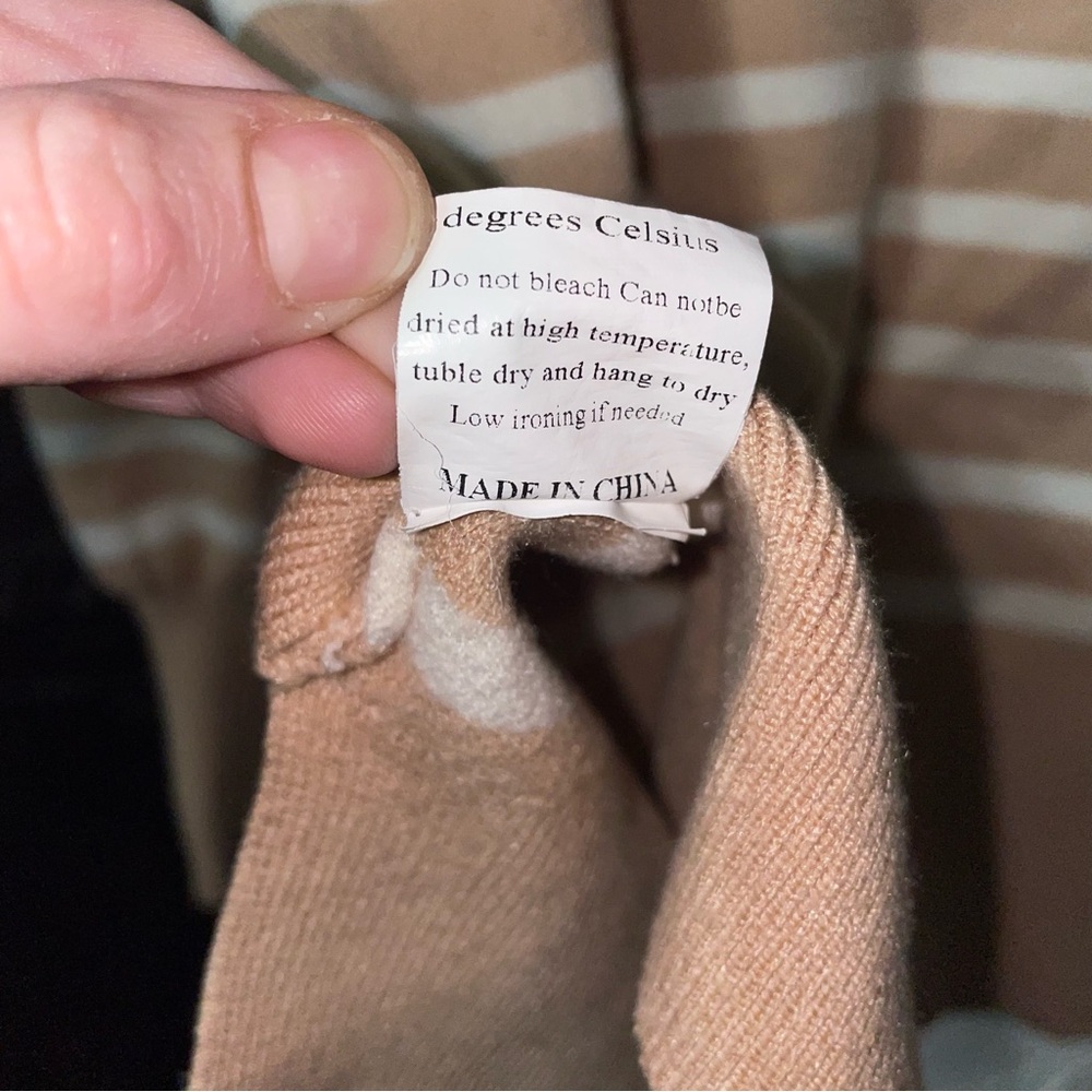 Elegant Tan and White Striped Women's Sweater - Picture 6 of 6